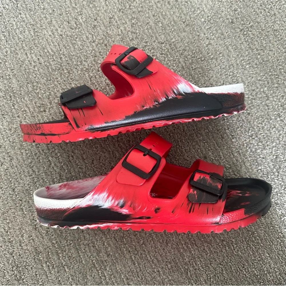 Birkenstock Arizona EV Sandals Shoes‎ Red Black White Mens Size 11